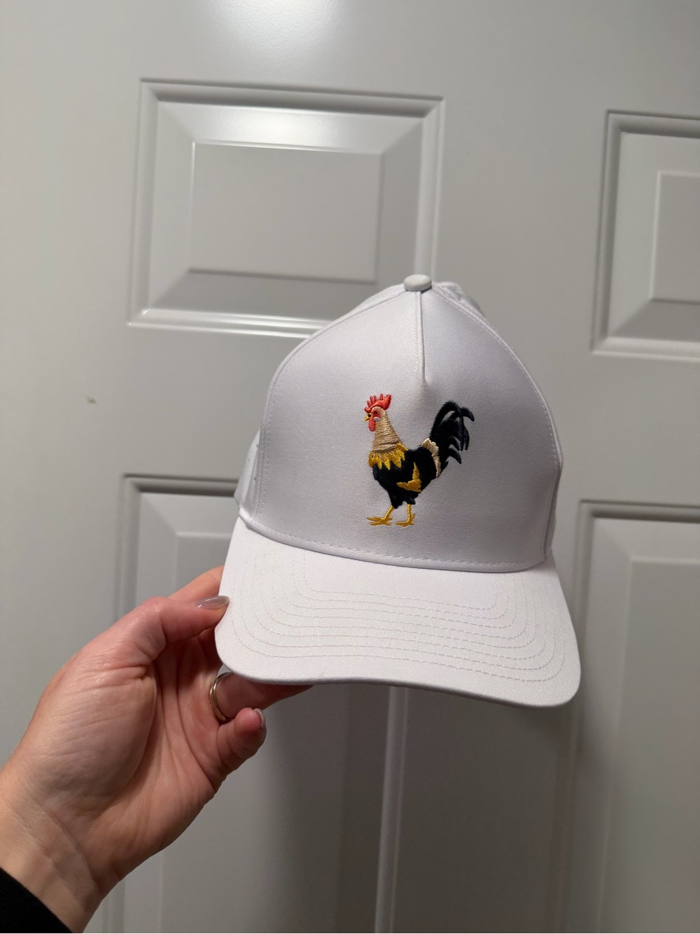 Waggle White Rooster Embroidered golf Cap